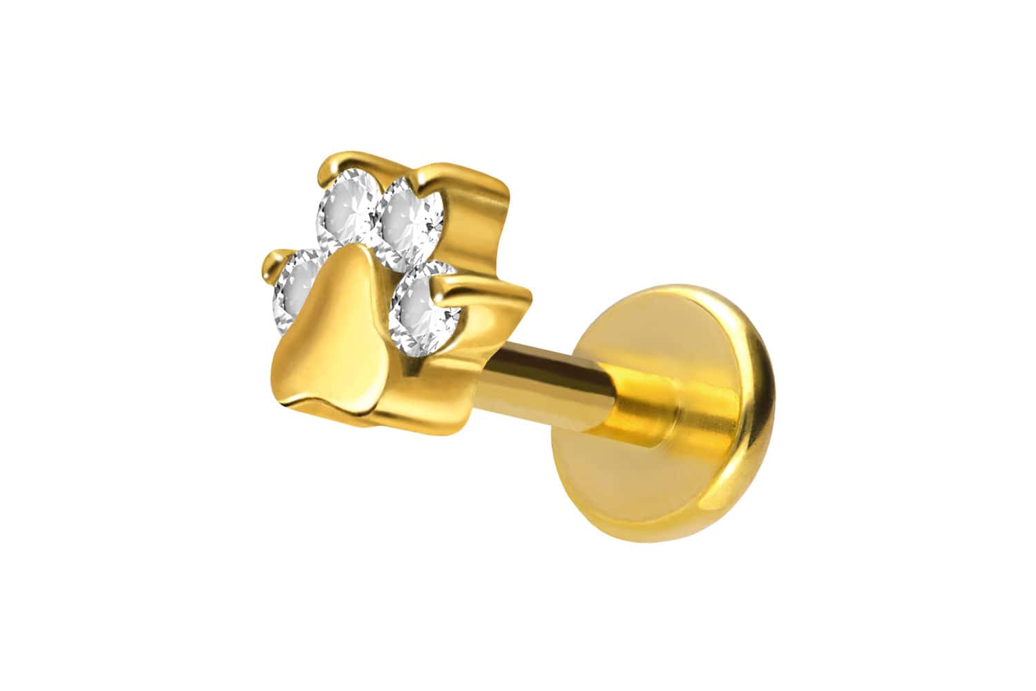 Titan Labret Piercing mit Push Fit KRISTALLPFOTE